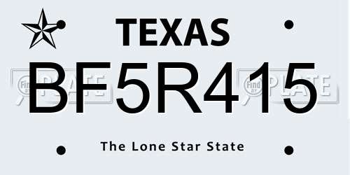 BF5R415 Texas License Plate