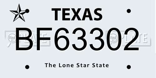 BF63302 Texas License Plate