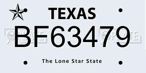 BF63479 Texas License Plate