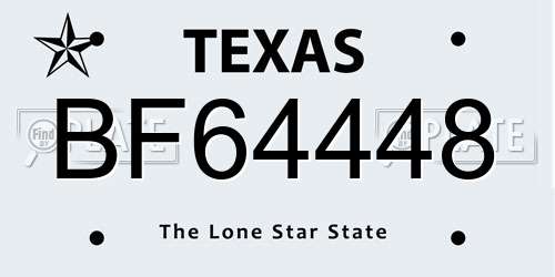 BF64448 Texas License Plate
