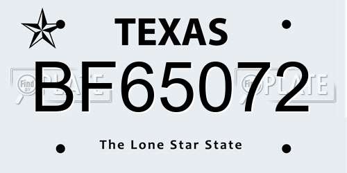 BF65072 Texas License Plate