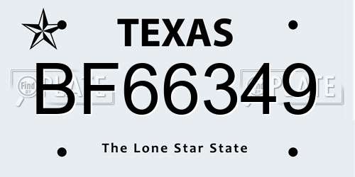 BF66349 Texas License Plate