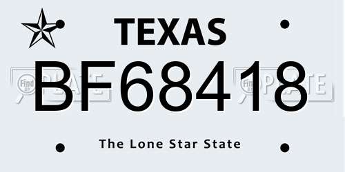 BF68418 Texas License Plate