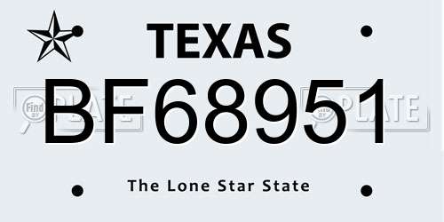 BF68951 Texas License Plate