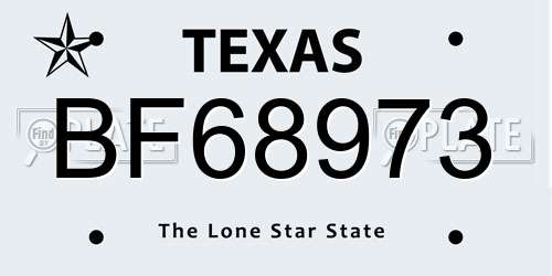 BF68973 Texas License Plate
