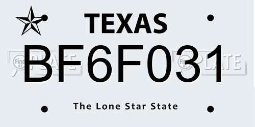 BF6F031 Texas License Plate