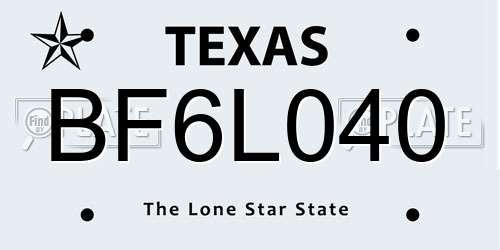 BF6L040 Texas License Plate