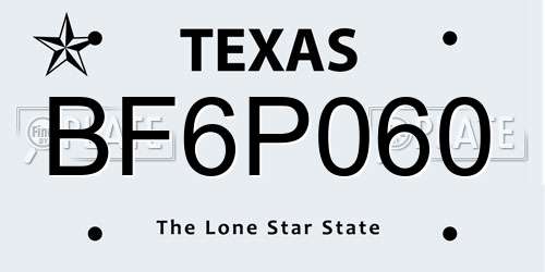 BF6P060 Texas License Plate