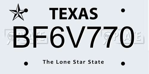 BF6V770 Texas License Plate
