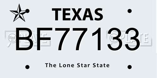 BF77133 Texas License Plate