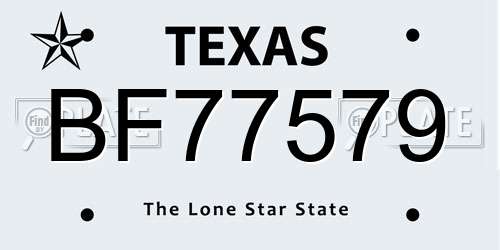 BF77579 Texas License Plate