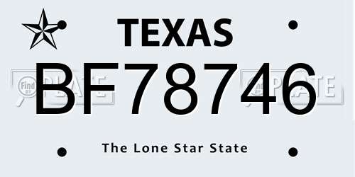 BF78746 Texas License Plate