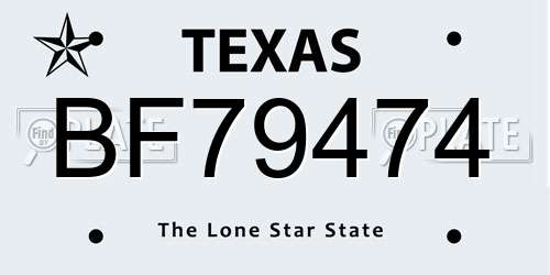 BF79474 Texas License Plate