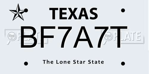 BF7A7T Texas License Plate