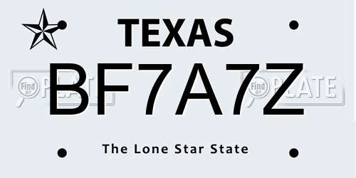 BF7A7Z Texas License Plate