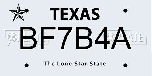 BF7B4A Texas License Plate