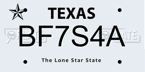 BF7S4A Texas License Plate