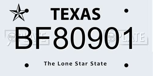 BF80901 Texas License Plate
