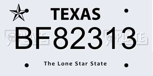 BF82313 Texas License Plate