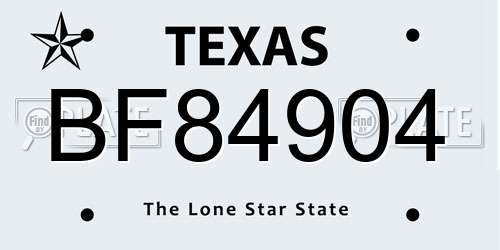 BF84904 Texas License Plate