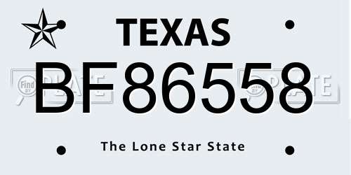BF86558 Texas License Plate