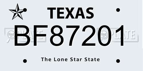 BF87201 Texas License Plate