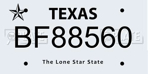 BF88560 Texas License Plate