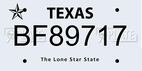 BF89717 Texas License Plate