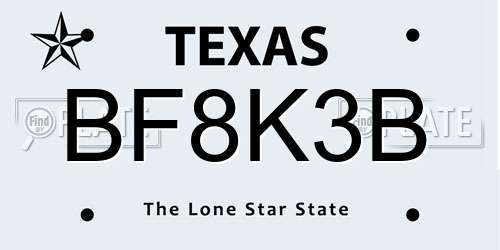 BF8K3B Texas License Plate