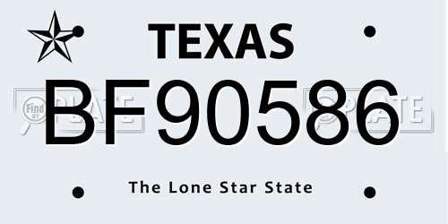 BF90586 Texas License Plate
