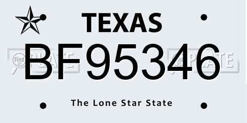 BF95346 Texas License Plate