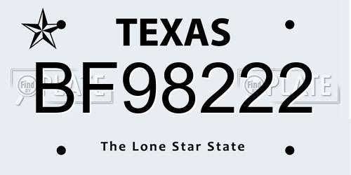 BF98222 Texas License Plate