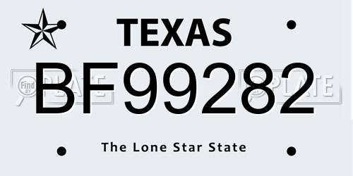 BF99282 Texas License Plate