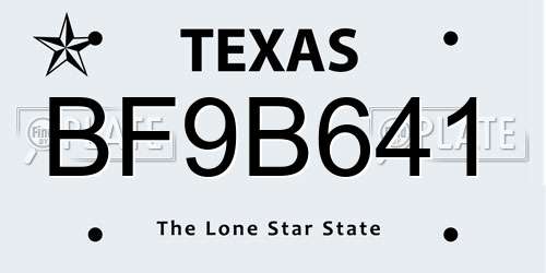 BF9B641 Texas License Plate