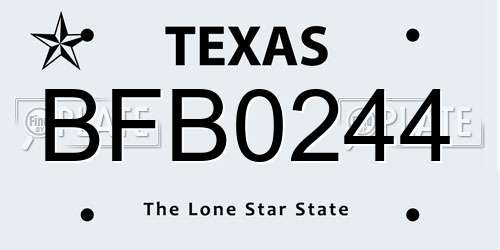 BFB0244 Texas License Plate