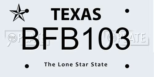 BFB103 Texas License Plate