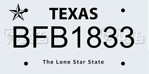 BFB1833 Texas License Plate