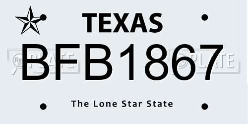 BFB1867 Texas License Plate