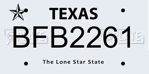 BFB2261 Texas License Plate