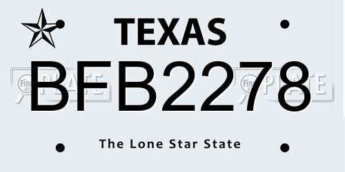 BFB2278 Texas License Plate
