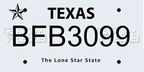 BFB3099 Texas License Plate