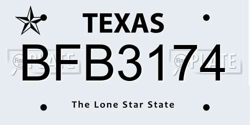BFB3174 Texas License Plate