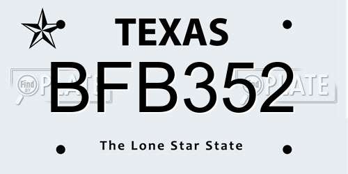 BFB352 Texas License Plate