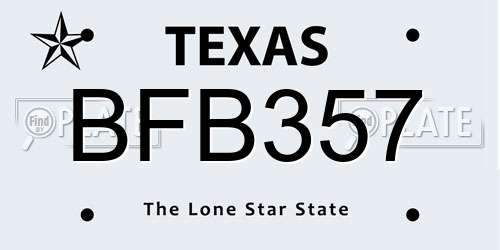 BFB357 Texas License Plate