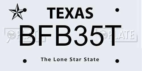 BFB35T Texas License Plate