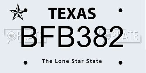 BFB382 Texas License Plate