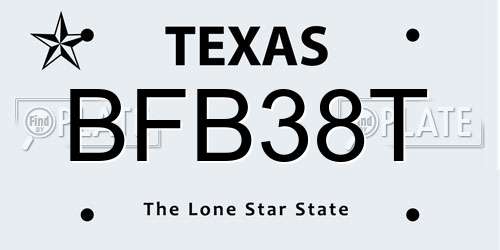 BFB38T Texas License Plate
