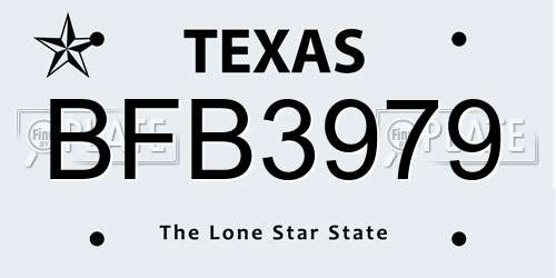 BFB3979 Texas License Plate