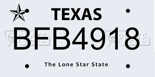 BFB4918 Texas License Plate