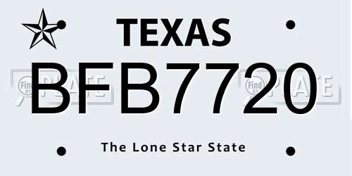 BFB7720 Texas License Plate